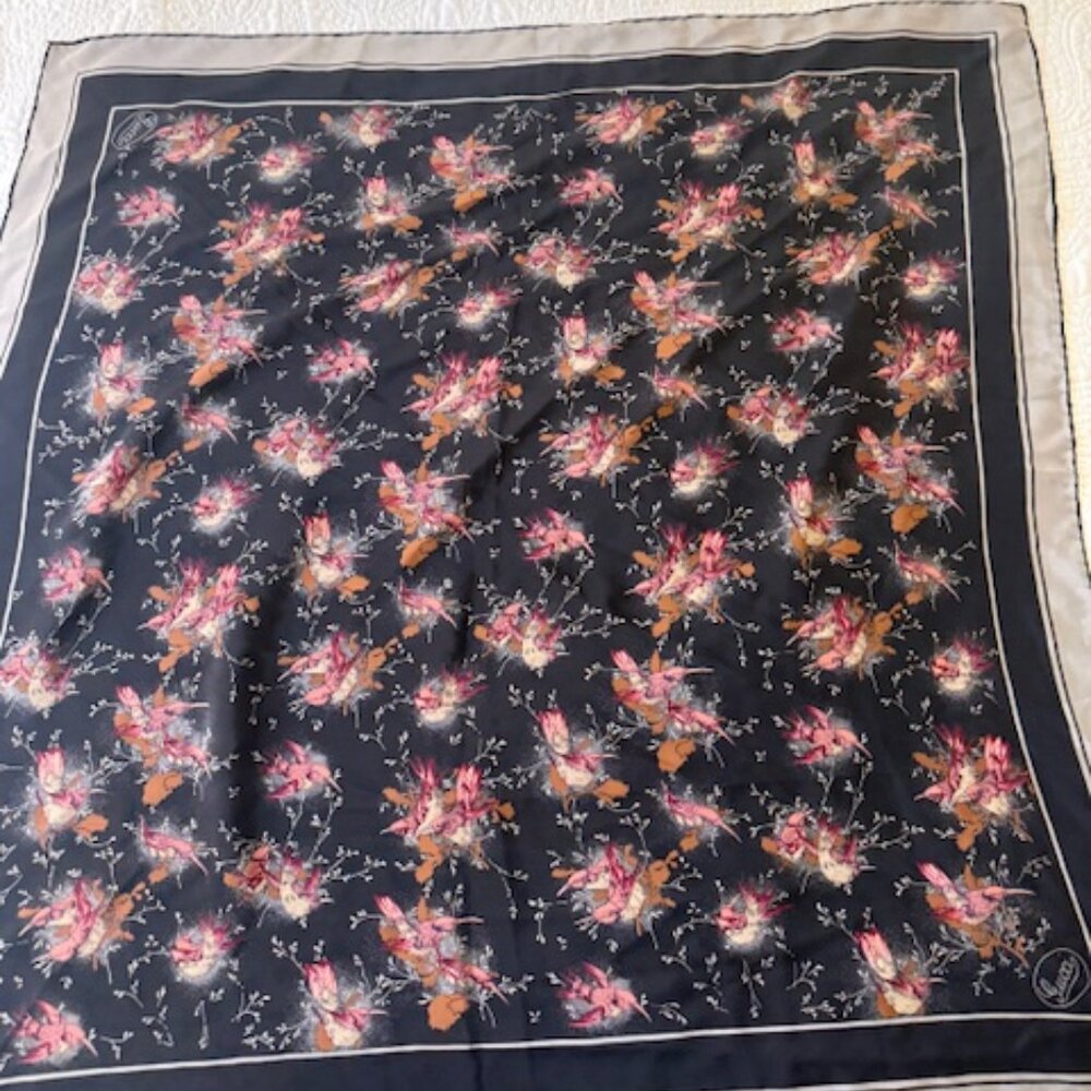 vintage gucci hummingbirds pattern print scarf - Picture 1 of 6